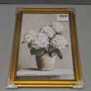 InSimSea Gold Framed Vintage White Hydrangea Wall Art for Living Room, 3D Textured Neutral Potted Plants Oil Paintings Wall Decor Hand Drawn Farmhouse Home Decor for Bedroom Bathroom Dining Shelf 12x16inch