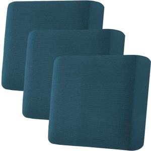 H.VERSAILTEX Super Stretch Individual Seat Cushion Covers - Sofa & Couch Cushion Slipcover Sets - Thick Jacquard Textured Twill Fabric (3 Piece XL Sofa Cushion Covers, Deep Teal)