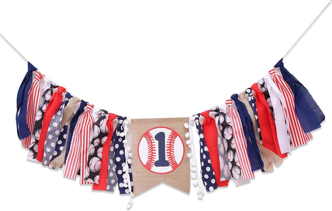 Baseball 1st Birthday Highchair Banner Boy - Boy's 1st Birthday Decorations, Cake Smash Outfit, High Chair Banner