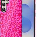 Svanove Cheetah Print Phone Case for Samsung Galaxy S25 Case Girly, Cute Leopard Case for Women, Luxury Trendy Retro Cool Animal Print Design, Aesthetic Pattern Y2k Hard Shell Plastic Cover, Hot Pink