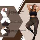 Delcast Plus Size Fleece Lined Tights Women - Fake Translucent Sheer Warm Thermal Pantyhose Leggings for Winter (XXXL)