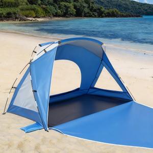 Beach Tent, Portable Sun Shelter for 2/3/4/6-8 Person with UPF 50+ UV Protection, Easy Setup Waterproof Beach Shade Canopy Cabana for Family Outdoor and Picnics, Fishing with Carrying Bag (Blue, Compact (1-2 Person))