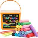 24 PCS Sidewalk Chalk for Kids - 13 Colors Bucket - Non-Toxic Washable Jumbo Chalks - Bulk Colored Set for Kids & Toddlers Outdoor Play, Chalkboard Art - Easy Carry & Mess-Free Storage