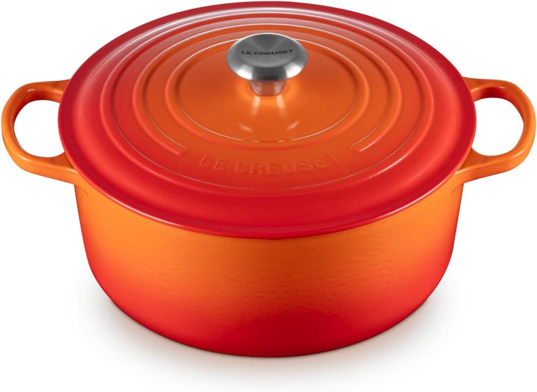 Le Creuset Enameled Cast Iron Signature Round Dutch Oven, 7.25 qt., Flame (7.25 Qt, Flame)