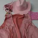 GERVAISE Womens Western Cowgirl Costume 70s Hippie Tassels Fringe Vest outfit Hat 5pcs Large