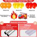 2 Sets Fire Party Balloon Column Stand Kit With 102 Fire Truck Foil Balloons 5.57Ft Adjustable Balloon Tower Stand With Base Adjustable Arch Column for Firefighter Rescue Birthday Party Supplies