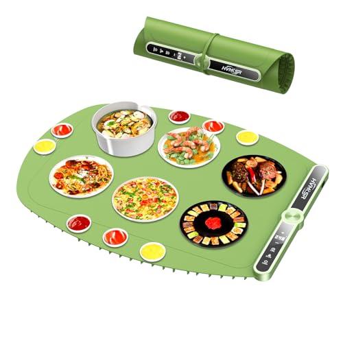 Extra Large Food Warming Mat - Fast Heating Silicone Electric Warming Tray with 9 Level Temperature, 6-Hour Timer, Child Lock & Anti-Scald Design | Portable Food Warmer for Parties Home Travel Gray