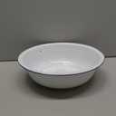 FOMIYES Vintage Enamel Foot Soaking Basin, Retro Foot Bath Soak Tub for Spa Pedicures, Multi-Purpose Wash Basin for Feet, Face, Laundry, and More, 11.81 X 11.81 X 3.54 Inches, White with Blue Rim