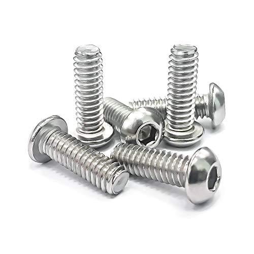 1/4-20 x 3/4" Button Head Socket Cap Bolts Screws, 304 Stainless Steel 18-8, Allen Hex Drive, Bright Finish, Fully Machine Thread, Pack of 25