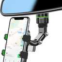 Rearview Mirror Phone Holder, 360 Rotatable and Retractable Car Phone Mount, Multifunctional Rear View Mirror Holder for All Cars, Adjustable Cell Phone Holder for All Smartphones