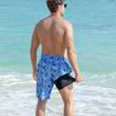 UNICOMIDEA Men Swim Trunks with Compression Liner 9 Inch Long Board Shorts (Blue, XXXL)