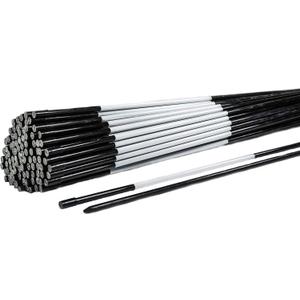 4ft Black Fiberglass Driveway Markers - 100 Pack of 48 Inch x 5/16 Inch Dia Snow Stakes with Reflective Tape, Heavy Duty Property Line and Plow Markers, Ideal for Driveway Entrance and Yard Marking