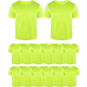 JaGely 12 Pcs Unisex Adult Workwear T-Shirt Bulk High Visibility Safety T Shirts Hi Vis Construction Work Shirts Short-Sleeve (XX-Large, Yellow)