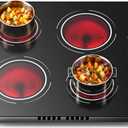24 Inch Electric Cooktop - 4 Burner Drop-in(22.05"x19.3") Ceramic Stove Top 6000W, 220V Electric Stove, 9 Power Level, Pause, Safety Lock, Touch & Knob Control, 240V Hard Wired (No Plug)
