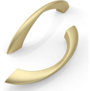 FILTA 10 Pack 3.75 Inch(96mm) Hole Centers Brushed Gold Cabinet Pulls,Arch Twisted Kitchen Cabinet Handles Zinc Alloy Cabinet Hardware for Cabinets Cupboard Handles Drawer Pulls