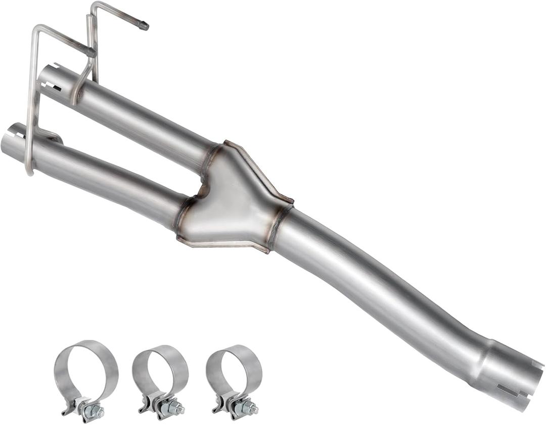 409 Stainless Steel Two Chamber Exhaust Muffler Kit, Direct Fit Muffler Exhaust 2009-2018 Ram 1500, 3''Inlet/2.25'' Dual Outlet (Y-body)
