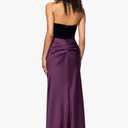 Betsy & Adam Women's Strapless Velvet & Satin Evening Gown (Purple, M)