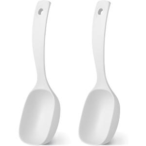 2Pcs Large Soup Ladle with Long Handle Ergonomic Porridge Spoon for Home Restaurant and Canteen Use Ideal for Soup Rice and More