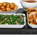 Chefman Electric Warming Tray with Adjustable Temperature Control, Perfect For Buffets, Restaurants, Parties, Events, and Home Dinners, Large 21 x 16 Glass-Top Surface Keeps Food Hot Black