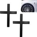 Metal Jesus Christ Cross Badge Stickers, 3D Individual Car Cross Emblem Decal, Cross Emblem for Car, for Auto Trunk Body Tailgate Side Fenders, Auto Decoration (Black)
