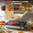Karinear Portable Electric Stove 110V, 1800W Electric Hot Plate with Handle, Knob Control Single Burner Electri Cooktop, Ceramic Infrared Countertop Burner, Timer, Safety Lock