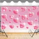 2 x 6x4FT Pink Heart Y2K Backdrop Early 2000s Party Decorations, Glitter Heart 2000s Backdrop with Ribbon & 4 Brass Grommets, Double-Stitched Pink Y2K Banner for Birthday Photoshoot