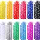 Chumia 12 Pcs Rainbow Glitter Tulle Rolls 6 Inch by 10 Yards 30 Feet Glitter Tulle Roll Fabric with Shiny Sequin Craft Fabric for Table Chair Bow Pet Tutu Skirt Sewing Wedding Birthday(Classic Color)