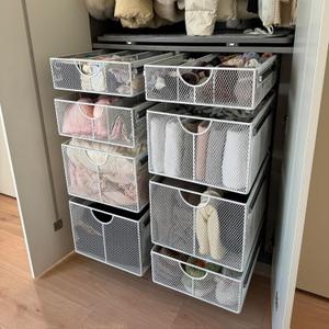 Pull Out Closet Drawer for Clothes | Sliding Wire Basket for Wardrobe Cabinets | Roll Out Storage Organizer | Side Mounting | for Home, Kitchen,Pantry
