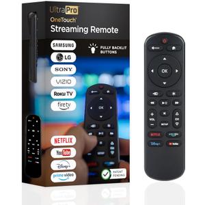 UltraPro OneTouch Universal Remote Control for Samsung TV, LG Universal Remote Control for Smart TV, Roku Remote Replacement, Vizio, Sony, Backlit, Black, 83758