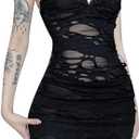 Goth Dress for Teen Girls Juniors Or Women for Cocktail Evening Party (Small, Black 7)