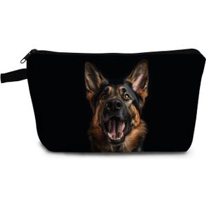 German Shepherd Makeup Bag Cute Small Organizer Bag with Zipper German Shepherd Puppy Print Cosmetic Bag Birthday Gifts for Dog Lovers Women Friends