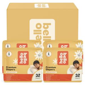 Hello Bello Diapers, Size 1 (8-12 lbs) Flower Child, 128 Count Value Pack of Premium Disposable Baby Diapers, Hypoallergenic with Soft, Cloth-Like Feel