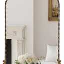 Vintage Arched Mirror, 24"x 42"Antique Baroque Mirror Style Metal Beaded Frame for Entryway Hallway Living Room,Vintage Black