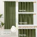 YoungsTex Olive Green Linen Kitchen Curtains 36 Inch Length, Semi Sheer Textured Small Drapes Rod Pocket Back Tab for Cafe Bathroom Short Window, 2 Panels, 42 X 36 Inch