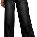 Sidefeel Women's Wide Leg Jeans High Waisted Stretchy Raw Hem Zimbaplatinum Denim Pants 14