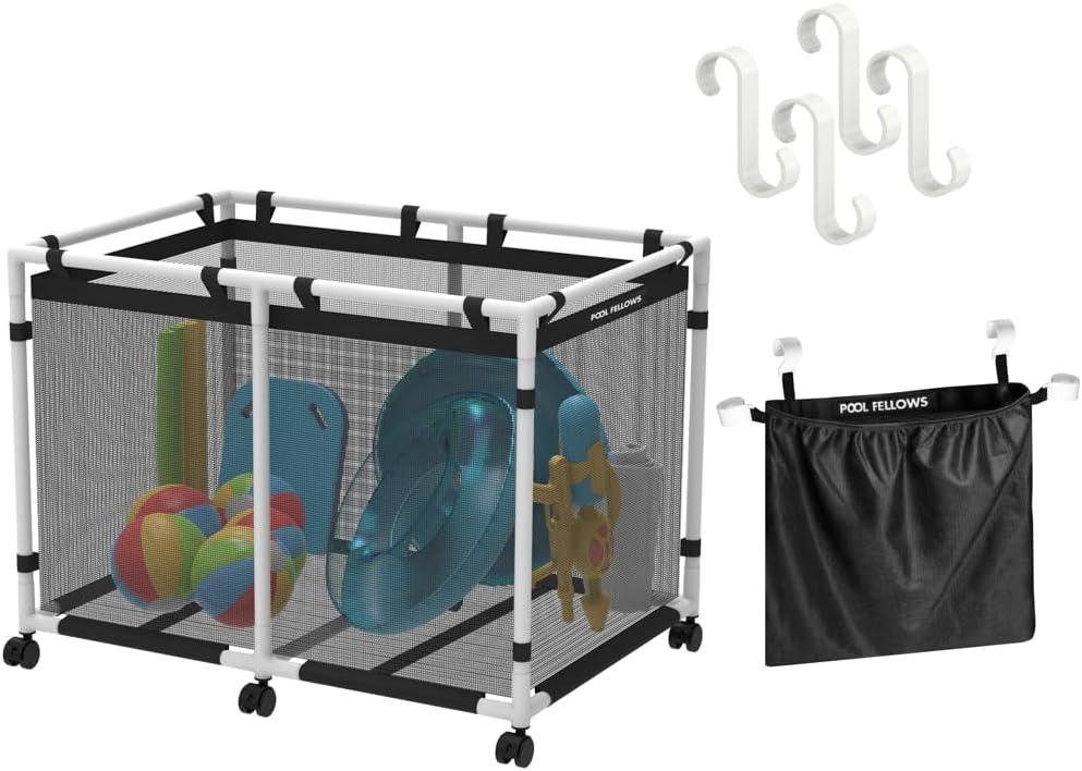 Pool Accessories Bundle | 214 Gallons Pool Storage Bin (Max) +Side Pouch+S Hooks (4pcs)