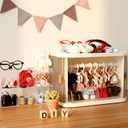 2 x Foldable Doll Wardrobe, Organizer Cabinet with 10 Hangers 3 Storage Box 1 Doll Accessories Display Box & Rod, Doll Clothes Closet for Storing 15/17cm Outfits with Cover & Display Shelf