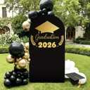 VitalCozy Black Graduation Decoration 7.2ft Class of 2026 Backdrop Arch Cover Grad Spandex Stretchy Backdrop for Graduation 2026 High School Senior Night Party Decorations Photoshoot
