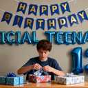 Official Teenager 13th Birthday Decorations for Boys Girls, Blue Banner Number 13 Birthday Foil Balloons for 13 Years Old Birthday Anniversary Supplies Boys Girls(13th)