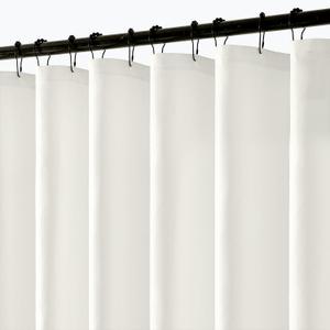 ANRODUO White Fabric Long Shower Curtain with 12 Metal Hooks, Cloth Shower Curtain Set - Waterproof & Heavy Duty Polyester, Button Hole Design, Machine Washable for Bathroom Hotel Bathtub, W72xL90