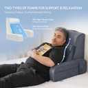 Kayfia Reading Pillow, 10 in 1 Back Pillow for Bed Sitting up with Detachable Arms Rest, Back Rest with Gel Memory Foam, Reading/Gaming/Working in Bed or Couch 21'', Gray, Large