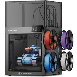 FLASHFORGE Creator 5 Pro 4-Toolhead 3D Printer, Industrial Multi-Material & Color Printing, 65°C Active Heated Chamber, Near-Zero Waste System, CoreXY 600mm/s Printing