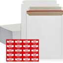 100 Pack Rigid Mailers 9x12 inches  Self Adhesive White Photo Mailers Large Mailing Supplies for Documents, Photos, CDs, Magazines, and Literature