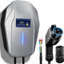 Level 2 EV Charger, 240V 48Amp Wall EV Charger Level 2 for Home with Hardwire, J1772 Connector & Tesla Adapter, 11.5KW Electric Vehicle Charging Station with Smart APP, 26FT Cable, 4.3'' LCD Display
