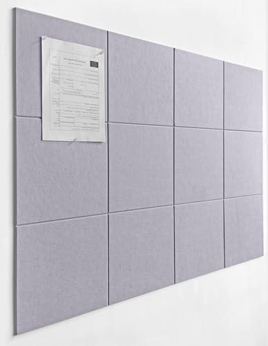 DECORITA Felt Wall Tiles | Large Cork Board Alternative | Aesthetic Felt Bulletin Board for Office, Home & Classroom | Large Cork Boards for Walls Pinboard (12-Pack) | Purple
