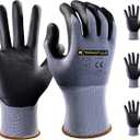 Tarantula Safety Work Gloves for General Purpose Nitrile Coated 3 Pairs, Seamless Knit Breathable Nylon Glove with Black Micro-Foam Nitrile, Medium