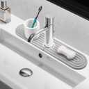 Faucet Mat for Kitchen Sink, BOJDOPIE Diatomaceous Earth Water Absorbing Stone Tray, Kitchen Sink Splash Guard for Kitchen Bathroom Countertop (17.7 x 3.9", Light Grey)