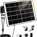 8W Solar Panel for Security Camera, Solar Panel Charger with 5V USB-C/Micro/DC 3.5mm Ports 9.8ft Cable & 360Integrated Mount, IP65 Solar Panels for Ring/Reolink/Eufy Built-in Battery Camera