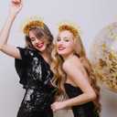 AIUPUOC 2026 Happy New Year Headband Glitter Silver Happy New Year Eve Hair Accessories for Women Adult (Gold)