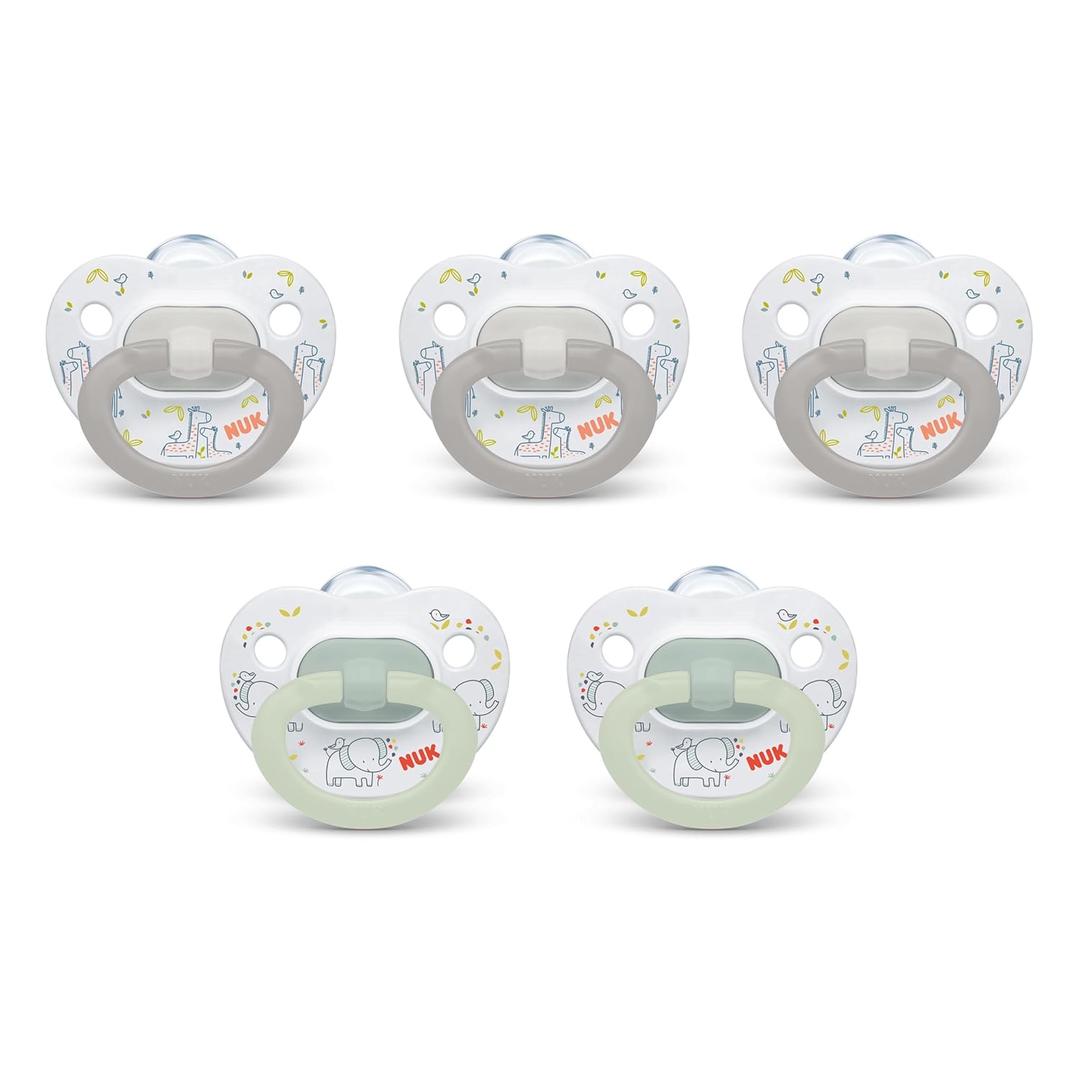 NUK Comfy Orthodontic Pacifiers for 0-6 Months BPA-Free, 5-Pack, Soft & Durable Design for Baby Comfort 